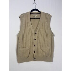 Grandpa Core St. John's Bay Cable Knit Cardigan Vest Mens Large Tan